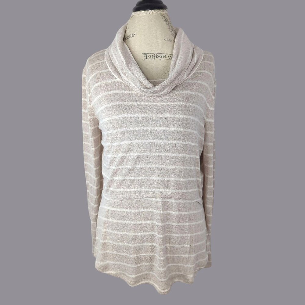 White House Black Market WHBM Knit Top Medium Layered Beige NWT